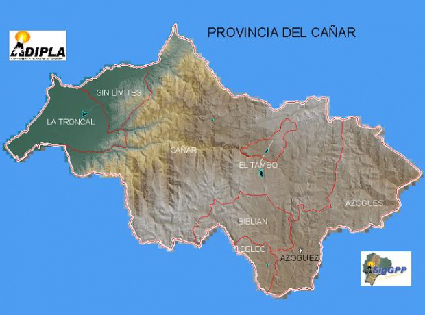 Mapa de la Provincia de Cañar, Ecuador
