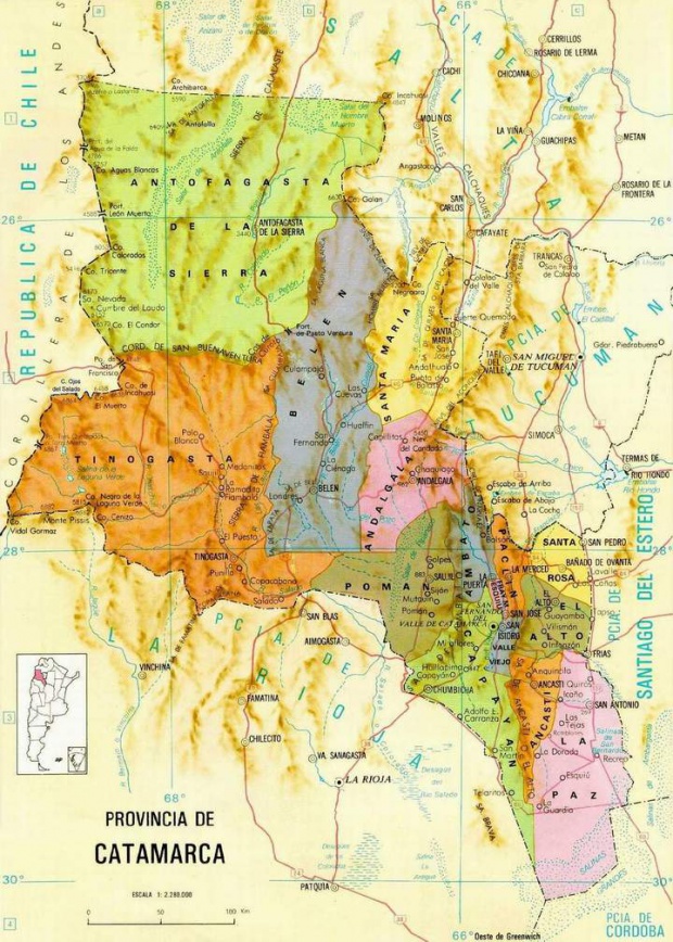 Mapa de la Provincia de Catamarca, Argentina