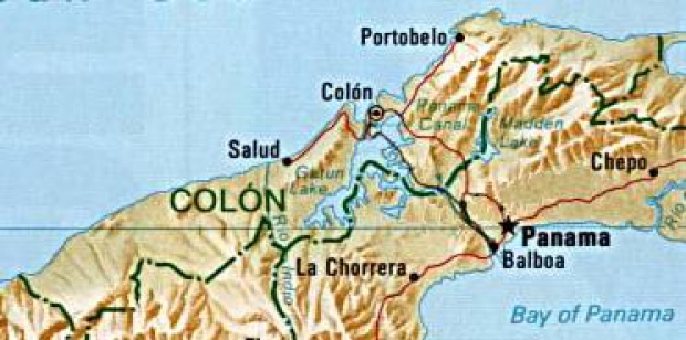 Mapa de la Provincia de Colón, República de Panamá