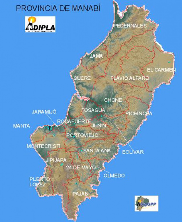 Mapa de la Provincia de Manabí, Ecuador