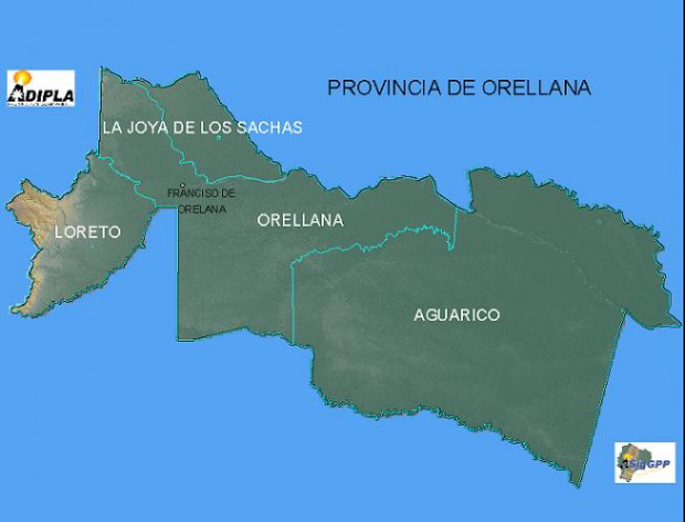 Mapa de la Provincia de Orellana, Ecuador
