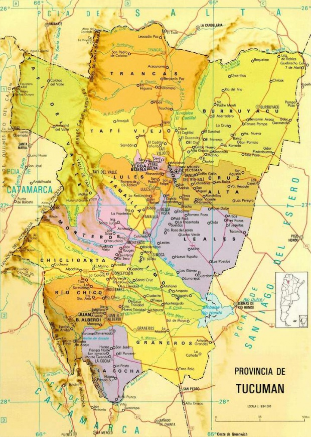 Mapa de la Provincia de Tucumán, Argentina