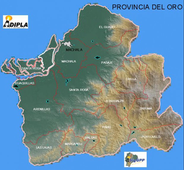 Mapa de la Provincia del Oro, Ecuador