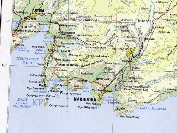 Mapa de la Región de Najodka