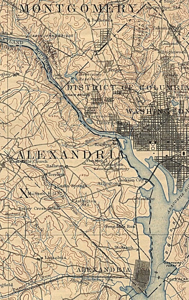 Mapa de la Sección Occidental de Washington D.Circa con Alexandria, Virginia 1894