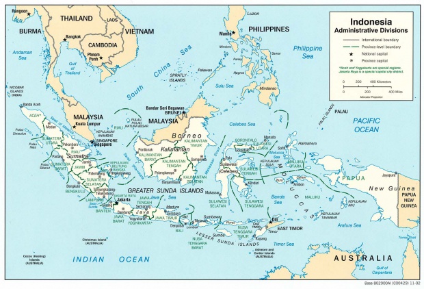 Mapa de las Divisiones Administrativas de Indonesia