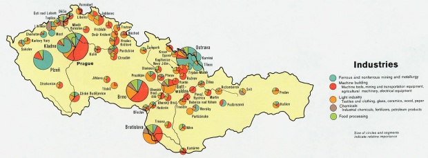 Mapa de las Industrias de las Repúblicas Checa y Eslovaca