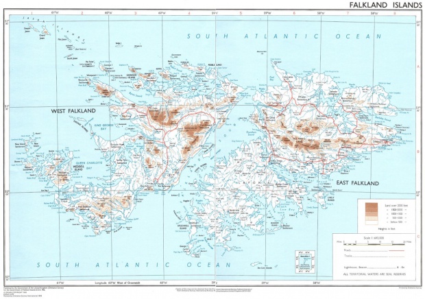 Mapa de las Islas Malvinas (Falkland Islands)