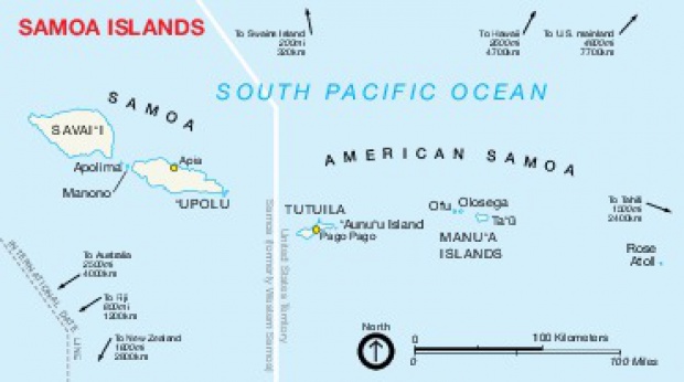 Mapa de las Islas Samoa