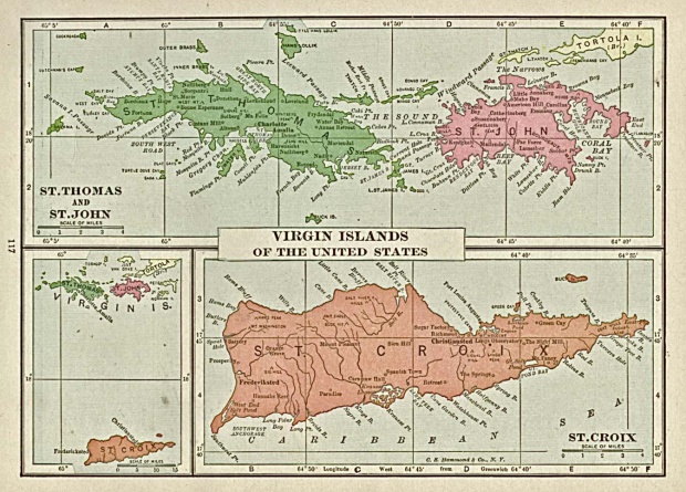 Mapa de las Islas Vírgenes 1920