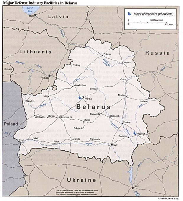 Mapa de las Principales Instalaciones de la Industria de Defensa de Bielorrusia