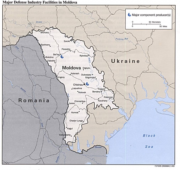 Mapa de las Principales Instalaciones de la Industria de Defensa de Moldavia