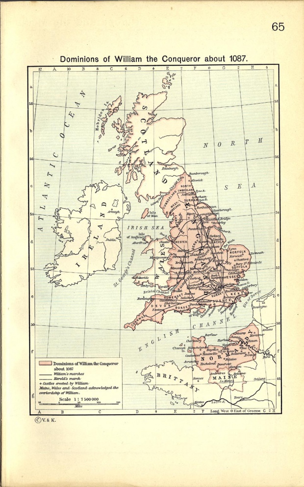 Mapa de los Dominios de Guillermo el Conquistador Circa 1087