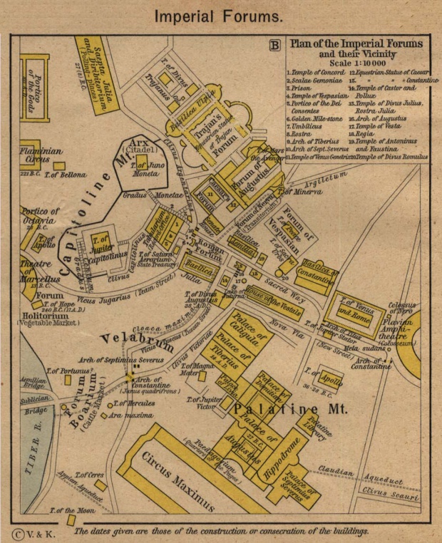 Mapa de los Foros Imperiales y sus Cercanías 1923