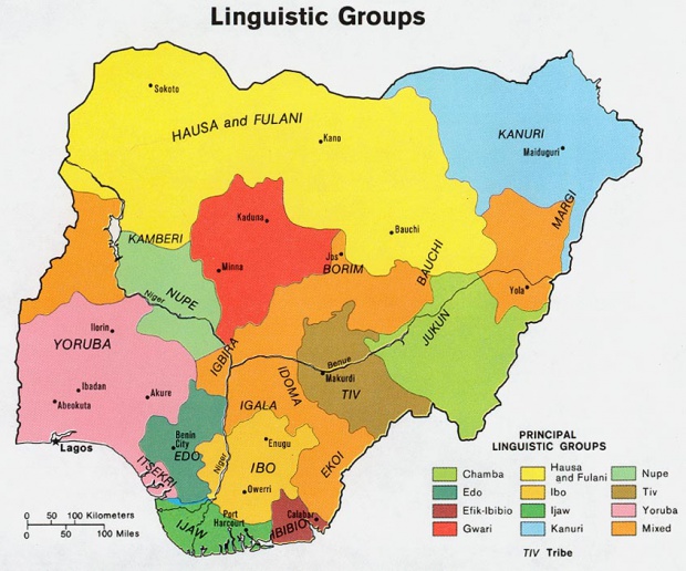 Mapa de los Grupos Etnolingüísticos de Nigeria