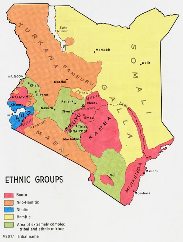 Mapa de los Grupos Étnicos de Kenia