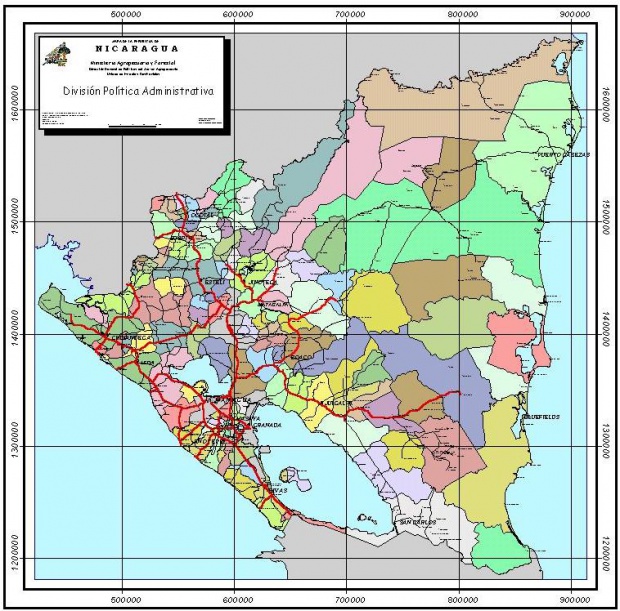 Mapa de los Municipios de Nicaragua