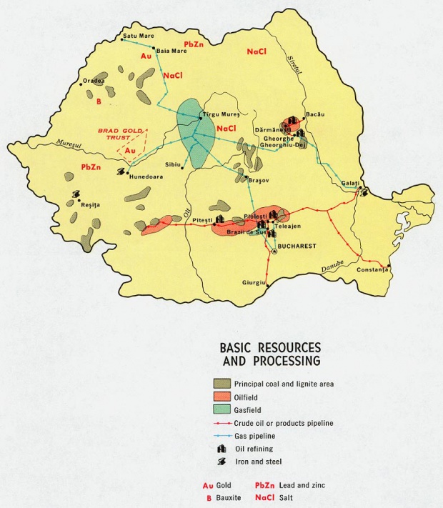 Mapa de los Recursos Naturales de Rumania