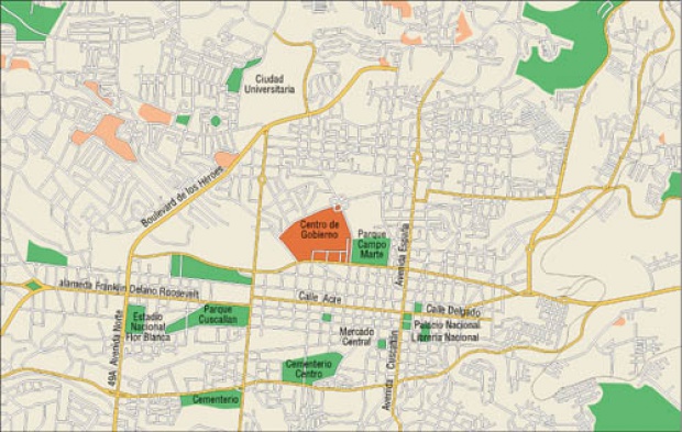 Mapa del Centro de San Salvador, El Salvador