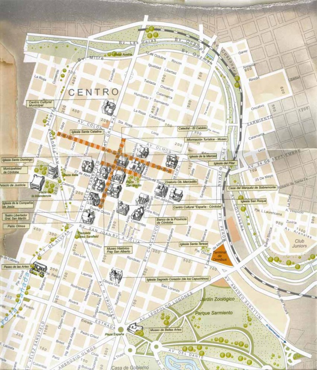 Mapa del Centro de la Ciudad de Córdoba, Argentina