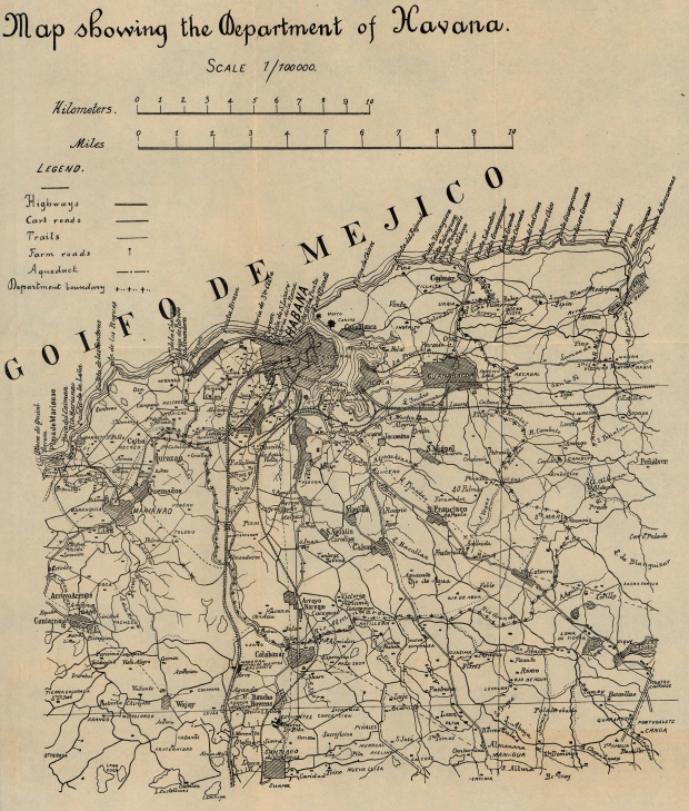 Mapa del Departamento de La Habana, Cuba 1899