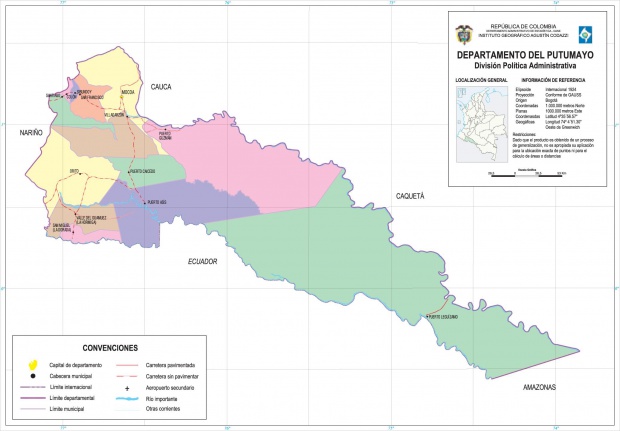 Mapa del Departamento del Putumayo, Colombia