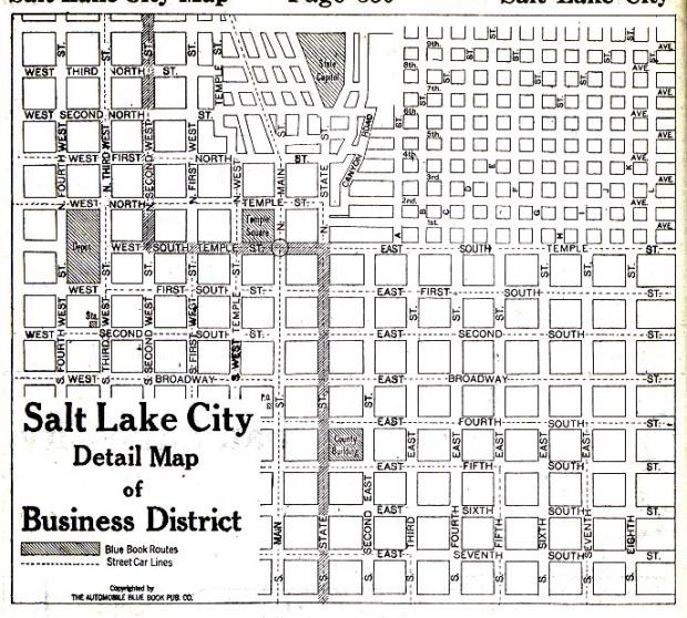 Mapa del Distrito Comercial de Salt Lake City, Utah, Estados Unidos 1920