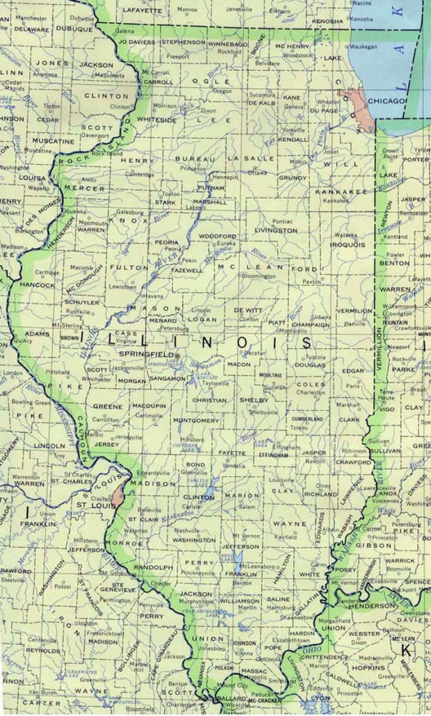 Mapa del Estado de Illinois, Estados Unidos