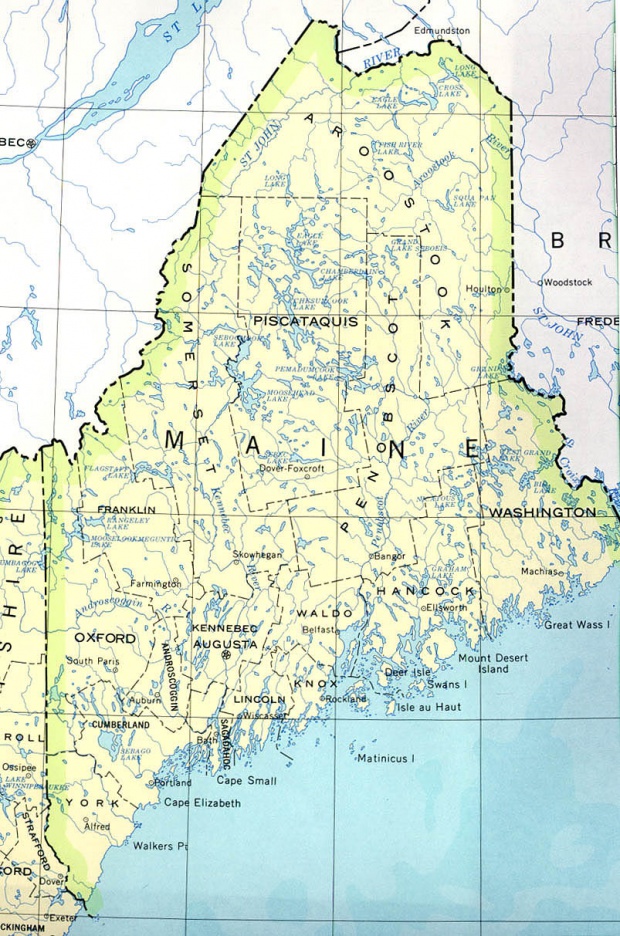 Mapa del Estado de Maine, Estados Unidos