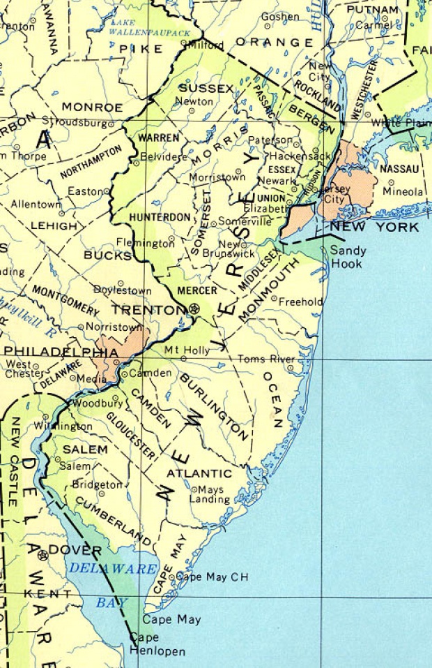 Mapa del Estado de Nueva Jersey, Estados Unidos