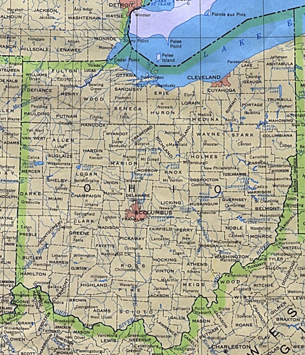 Mapa del Estado de Ohio, Estados Unidos