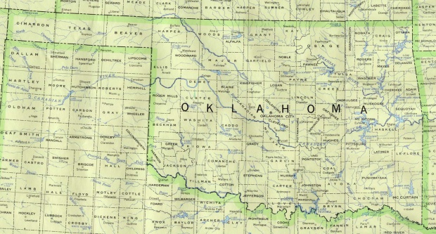 Mapa del Estado de Oklahoma, Estados Unidos
