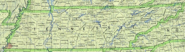 Mapa del Estado de Tennessee, Estados Unidos