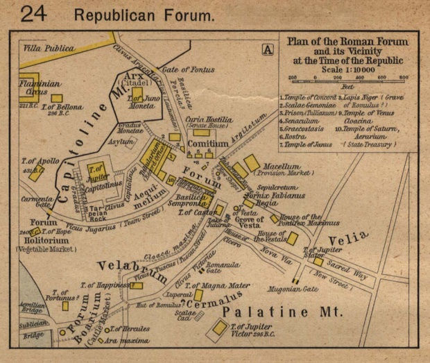 Mapa del Foro Románo y sus Cercanías en el Tiempo de la República