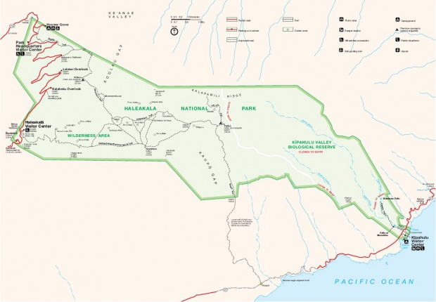 Mapa del Parque Nacional Haleakala, Hawái, Estados Unidos