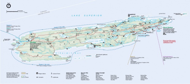 Mapa del Parque Nacional Isle Royale, Michigan, Estados Unidos