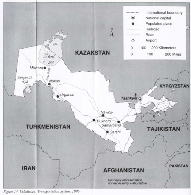 Mapa del Sistema de Transporte de Uzbekistán