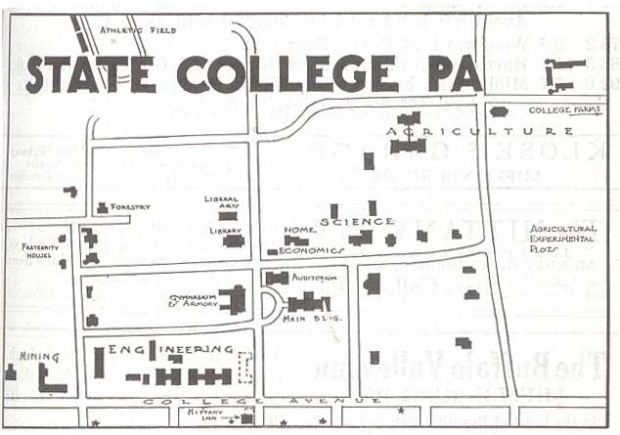 Mapa del State College, Pensilvania, Estados Unidos 1920