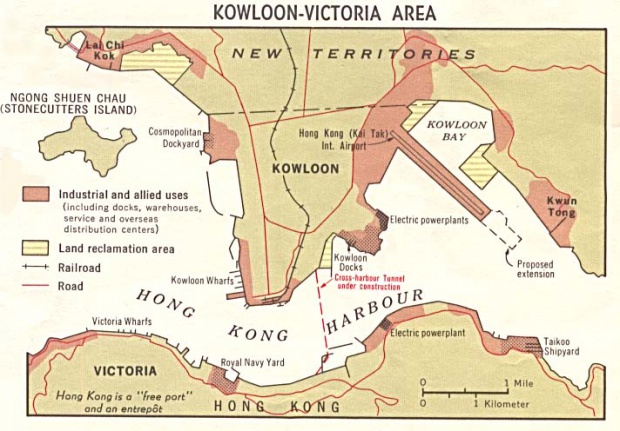 Mapa del Uso de la Tierra de la Región de Kowloon-Victoria, Hong Kong