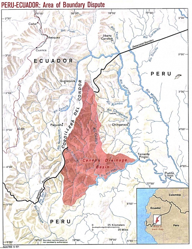 Mapa del Área de la Controversia Fronteriza, Perú - Ecuador 1981