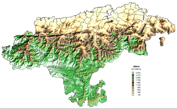 Mapa físico de Cantabria 2005