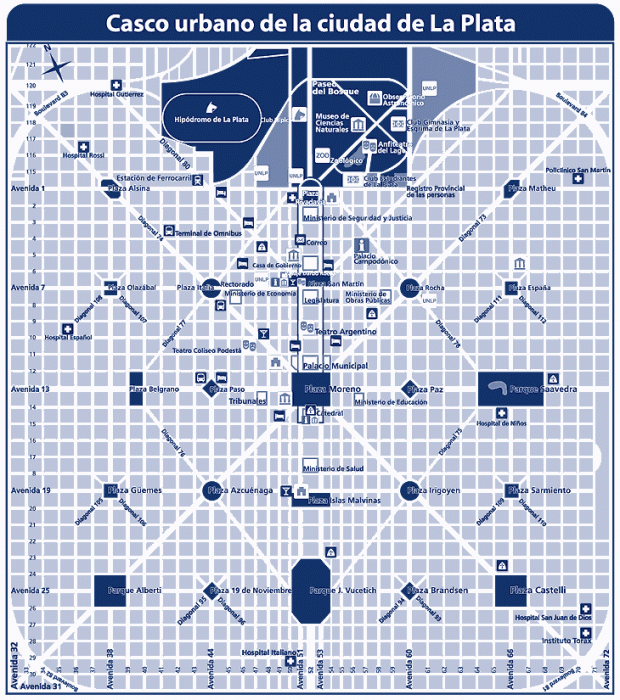 Plano Urbano de la Ciudad de La Plata, Prov. Buenos Aires, Argentina