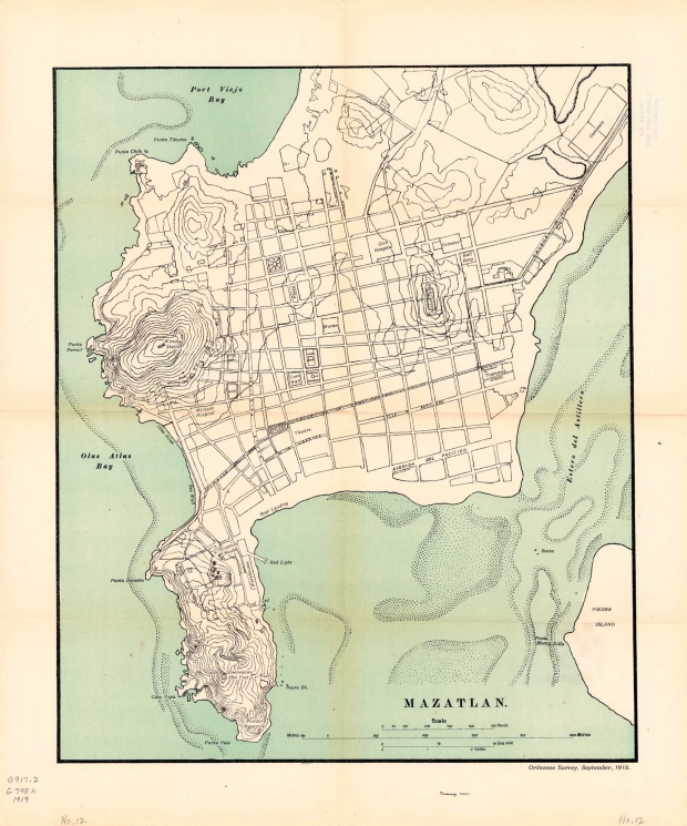 Plano de la Ciudad Portuaria de Mazatlán, México 1919