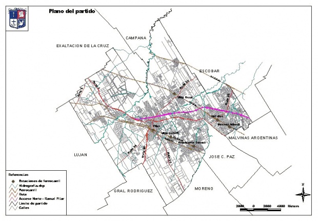 Plano del Partido de Pilar, Prov. Buenos Aires, Argentina