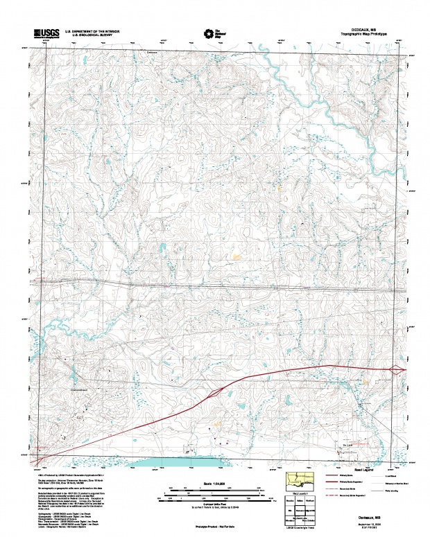 Prototipo de Mapa Topográfico de Dedeaux, Misisipi, Estados Unidos, Septiembre 12, 2005