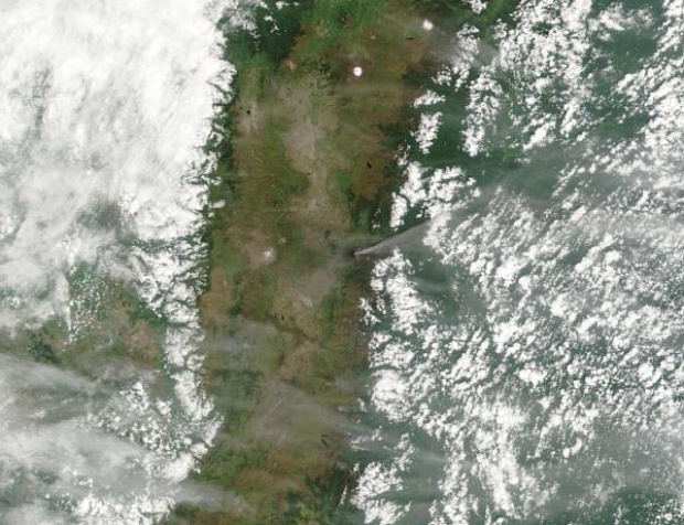Satellite Image, Photo of Tungurahua Volcano, Ecuador