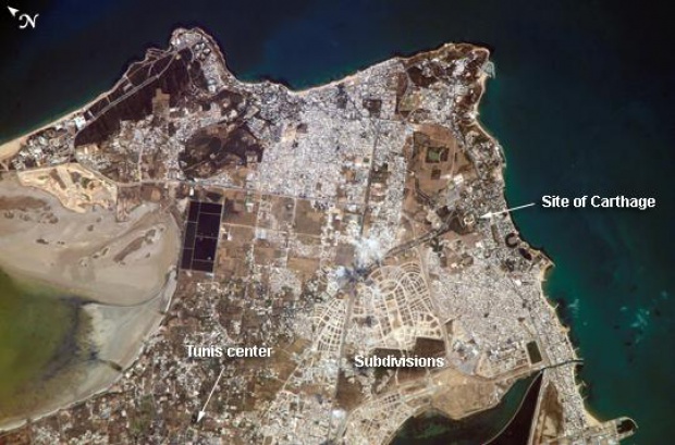 Satellite Image, Photo of Tunis, Tunisia